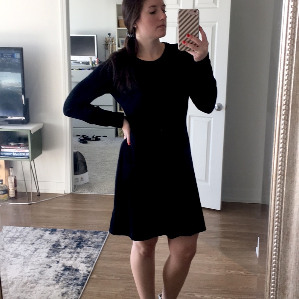 Black long sleeve sweater dress